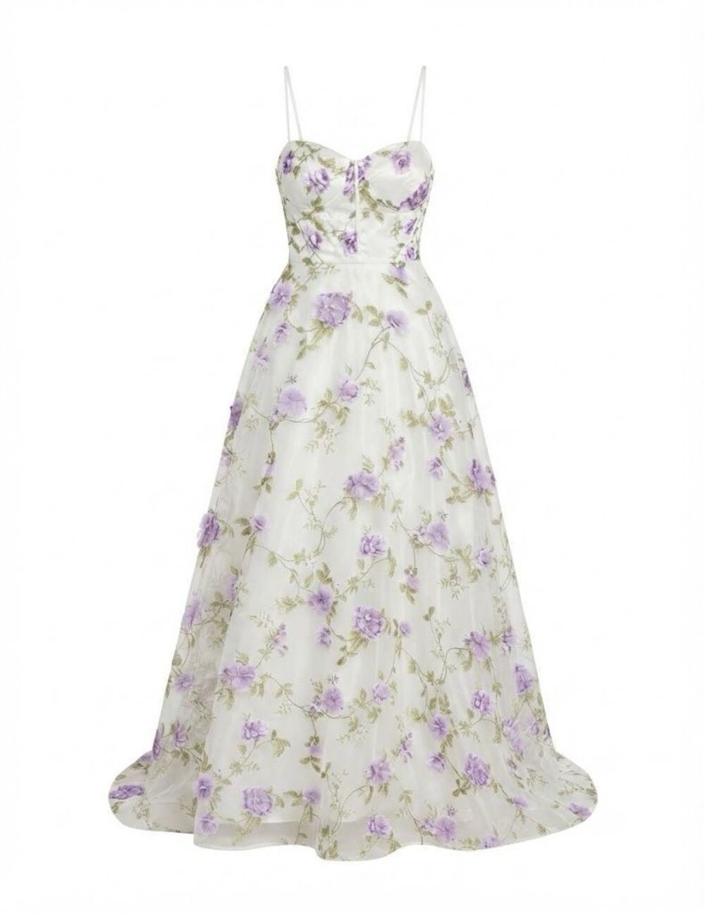 Say Yes To The Dress Elegant 3D Floral Embellished Gown Ivory/Lavender 5/6